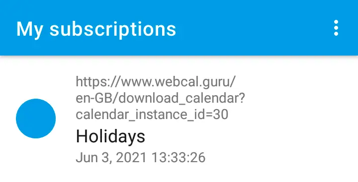 
Open the ICSx⁵ application and tap on the calendar you wish to refresh.
