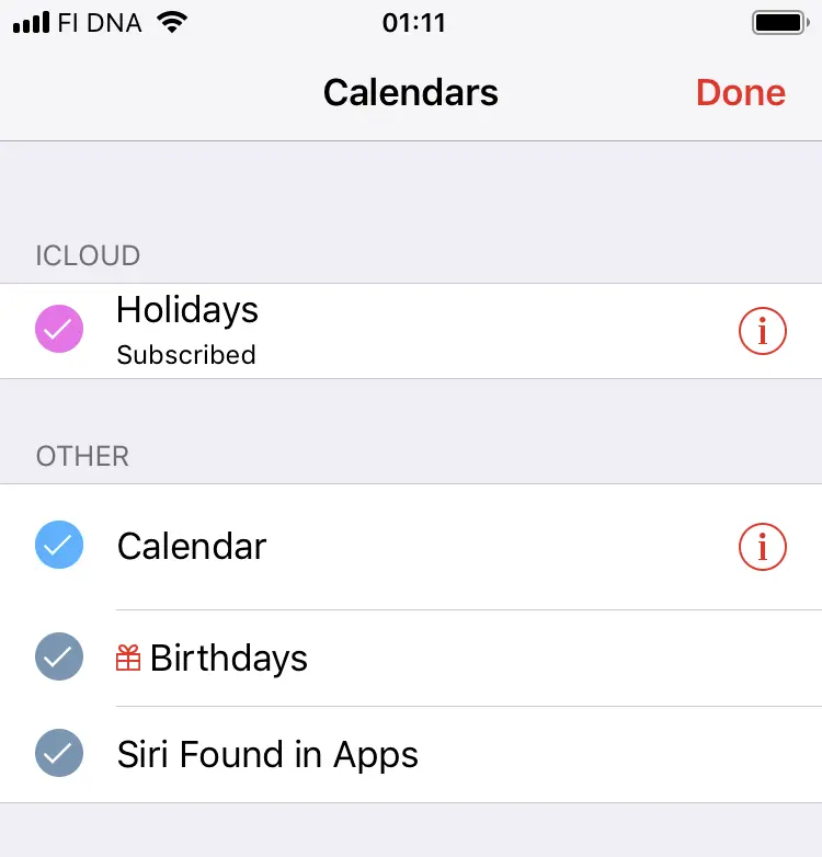
Your calendar will soon show your calendar subscriptions from Google.
You may also tell your iOS device to update immediately.
To do that, please take a look at How do I force my calendar application to refresh a calendar subscription?
