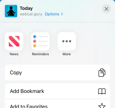 
A dialog pops up. Scroll down until you see Add to Home Screen.
