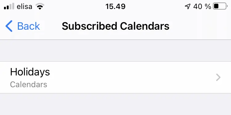 
Tap the calendar you wish to remove.
