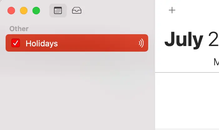
The subscription is added to your calendar.
Notice the  icon - it means that this calendar is downloaded from the internet.
