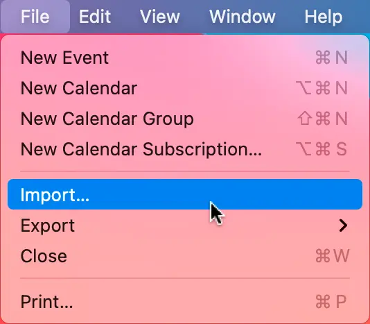 
After the export is complete, open the File menu and select Import...
