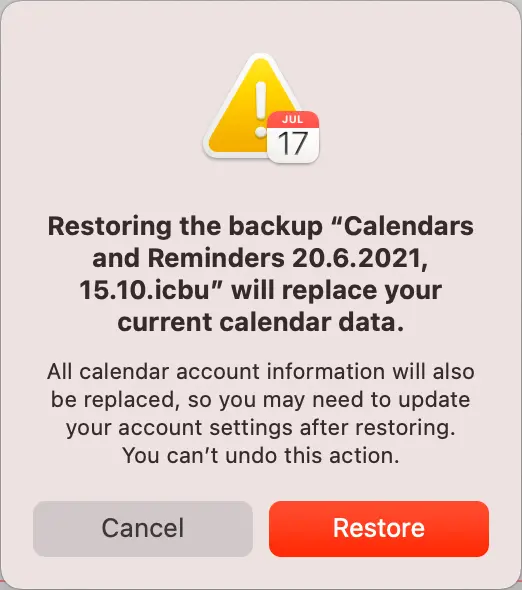 
Click Restore.
