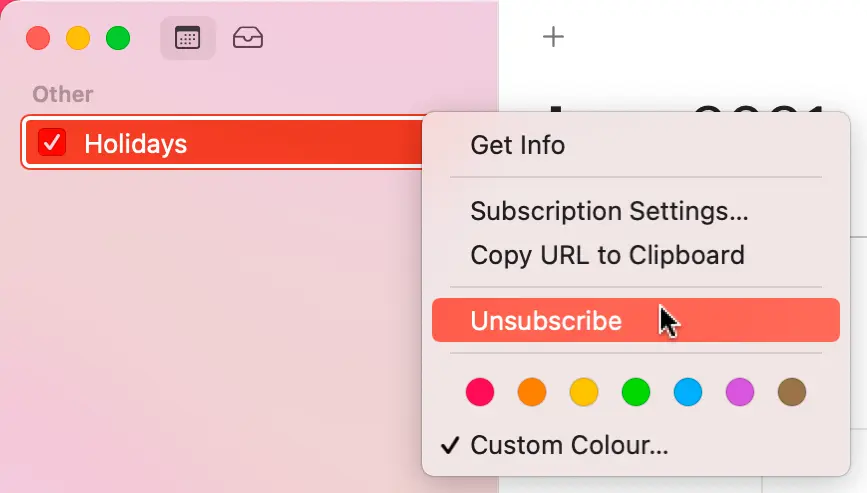 
If you no longer wants to see this calendar subscription, unsubscribing is easy.
