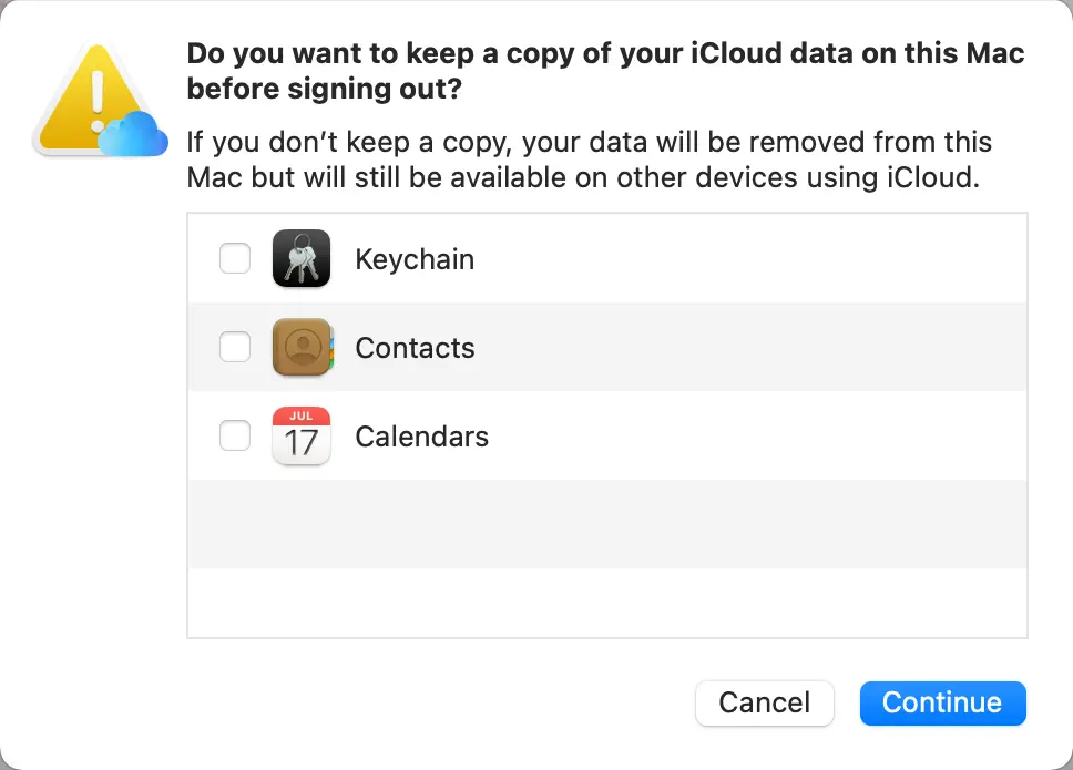 
You do not need to keep copies as we'll be logging in very soon.
Click Continue.
