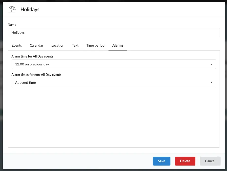 
Click the tab Alarmer and adjust the alarm settings as you like.
Click Lagre.
