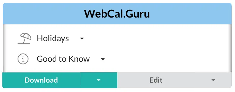 The calendar group WebCal.Guru contains two calendars.