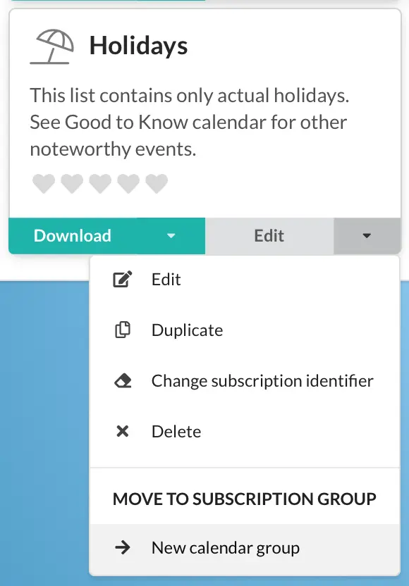 To create a new calendar group, click  next to تنزيل and select &amp;nbsp;مجموعة تقويم جديدة.