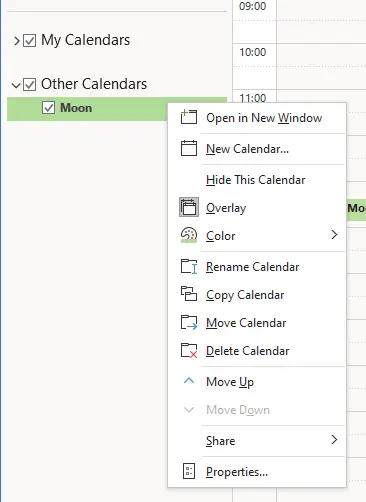 
Right-click on the calendar to open the menu and select Delete Calendar.
